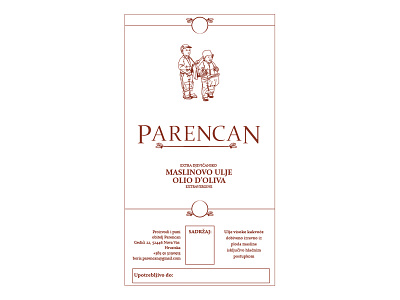Olive oil label Parencan family rustic vector