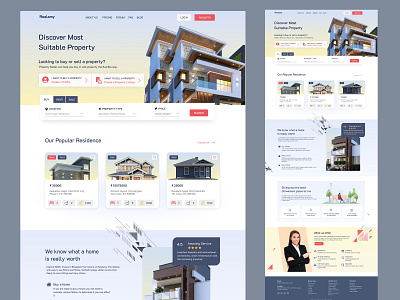 Real Estate Website UI Design apartement architecture building buy properties home page house landing page properties property real estate agency real estate website rent properties residence sell properties ui ux web design website design