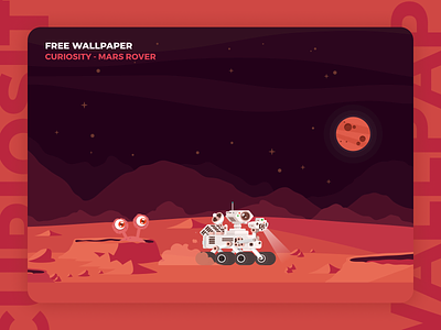 Curiosity - Free Desktop Wallpaper 👩🏻‍🚀 alien curiosity design desktop wallpaper freebie illustration mars orange planets resource rover ui vector wallpaper