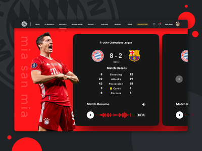 Bayern München | Site Redesign ⚽️ bayern bayern munich card cards concept dark design football club germany icons profile red redesign simple soccer sports ui voice web