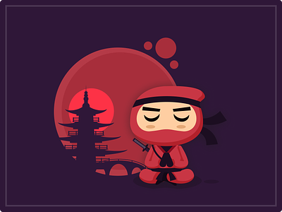 Illustration Concept - Ninjutsu 🥷🏻 asian character clean concept dark design illustration japan ninja red simple ui