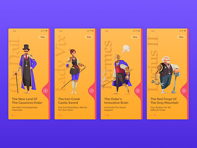 Character Introduction - Onboarding App ✨ app characters clean concept cyberpunk design illustration onboarding ui visual walkthrough