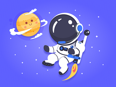 Space Guy - Concept Illustration 🚀 astronaut blue clean concept cosmos design illustration placeholder planet simple ui visual
