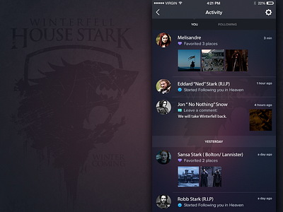 House Stark Concept App