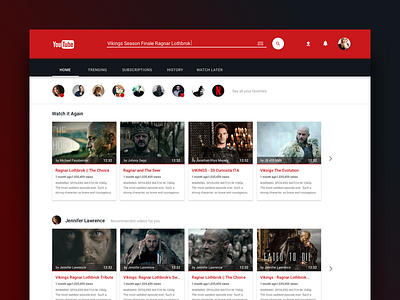 Landscape YouTube Redesign flat landscape material red redesign simple subscribe user video vikings youtube