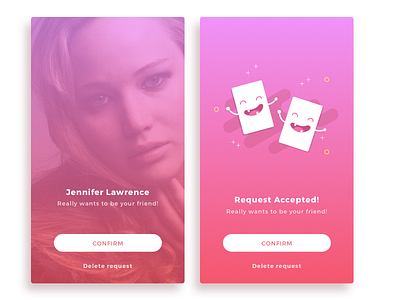 Jennifer Lawrence Invitation actress android animation feedback friend invitation ios mobile pink request social woman