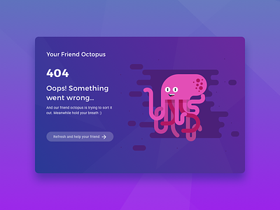 404 Octopus 404 page card feedback fun purple simple web