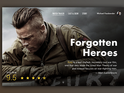 Fury Movie - Web Card Concept card cinema clean film gray image interface movie rating ui web