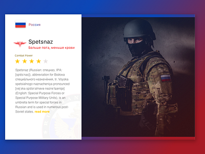 Country Combat Power - Russia army card category country flag gradient power special forces web