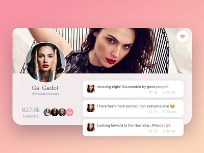 Gal Gadot Fantasy Profile card clean gal gadot gradient image posts profile social web wonder woman