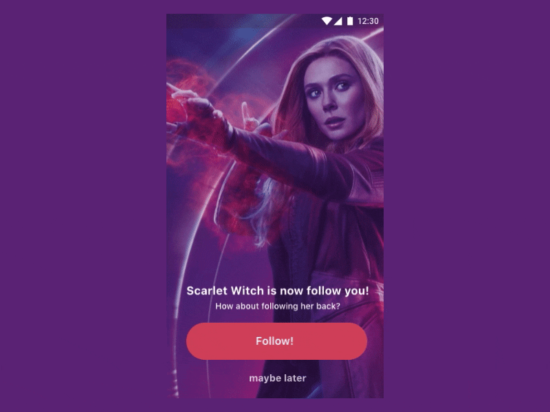 Scarlet Witch - Simple Follow Button Behavior animation behavior feedback flinto follow marvel scarlet witch