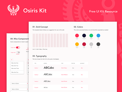 🦅 Osiris UI Kit - Free Sketch Resource color components free inspiration interface keyvisual red styleguide ui kit visual web