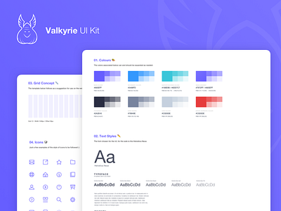 Valkyrie UI Kit ⚔️ - Free Resource branding card clean colours concept design free freebie gradient icon nordic simple sketch freebie typography ui ui elements ui kit ux valkyrie vector