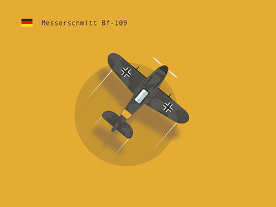 WW2 Airplane - Messerschmitt Bf-109 🛩 airplane card clean concept design illustration simple sketch app ui vector ww2