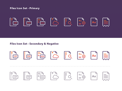 Files Icon Set 🗂 - Free Resource app clean concept dark design free gradient icons design icons pack icons set illustration material negative orange purple resources simple ui vector web