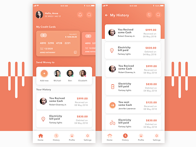 Set - Credit Card App 💳 app card clean concept design finance app gradient history home app icon illustration ios material payment app profile simple typography ui ux vector