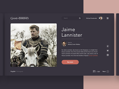 Game Of Thrones - Characters Page ⚔️ card clean concept dark design game of thrones gradient icon material overview profile series simple ui ux vector web