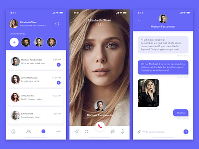 Hero Chat - Concept Design 💬 app card chat chat app clean concept design gradient icon ios ios 10 message app profile purple simple typography ui videochat white