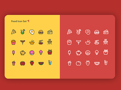 Food - Icon Set 🍔 app clean concept design food food icons icon icon set illustration simple ui vector