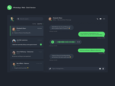 WhatsApp Web - Dark Version 🌚