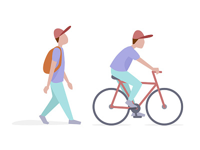 Walk & Bicycle - goal 2018 bicycle cap flat illo illustration walk