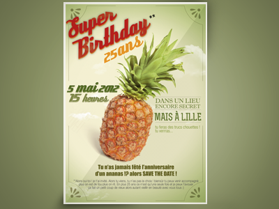 Pineapple Birthday birthday fruit invitation party pineapple poster vintage