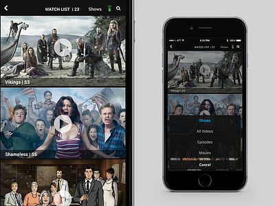Mobile TV iOS Concept - Viewing Queue "Watch List"
