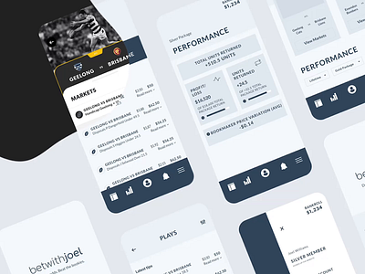 Bet With Joel 💰 app app design betting bookies dark theme sport ui ui design yellow