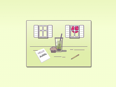 Lets Dribbble debut doodle dribbble green illustration matcha milk tea muffin