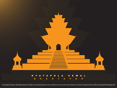 Nyatapola Dewala, a five storeys temple. design graphic design illustration vector