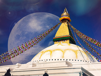 Bouddha&FullMoon! composite design graphic design photography