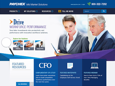 MMS Homepage b2b banner blue business home page web design