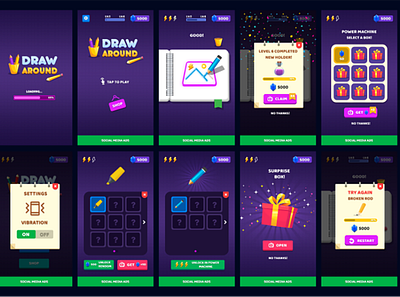 Draw Around - hyper casual game draw game graphic design ui