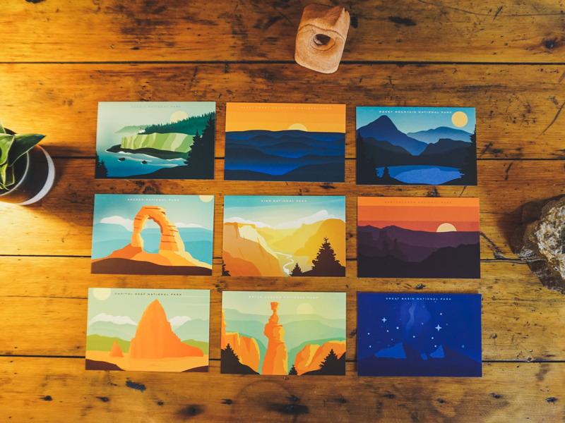 National Park Postcard Pack 1 By Alex Eiman On Dribbble