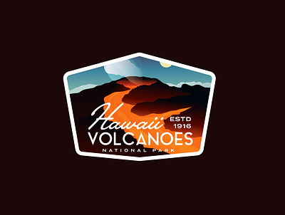 Hawaii Volcanoes Redux badge badge logo hawaii hawaiian island lava magma national park national parks outdoors vintage volcano