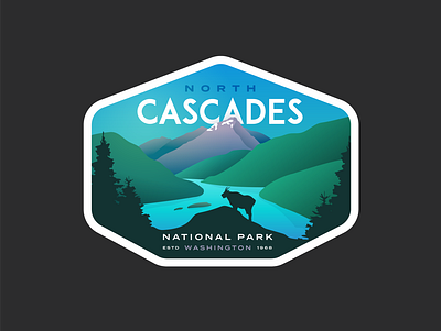 North Cascades logo mountains national park outdoors series vintage