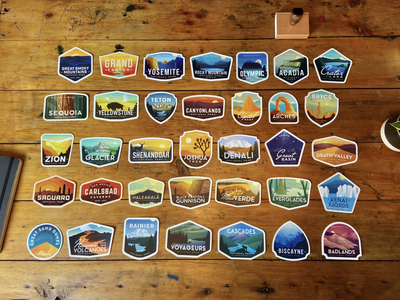National Park Sticker Collection Spring 2021 badge badges collection national park national parks outdoor outdoors sticker stickers vintage