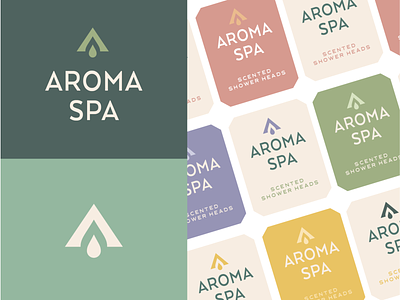 Aroma Spa badge brand branding droplet logo shower spa water drop wellness