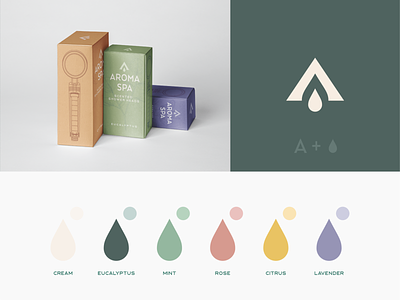 Aroma Spa Color Exploration aroma brand branding color palette droplet icon logo spa water drop wellness