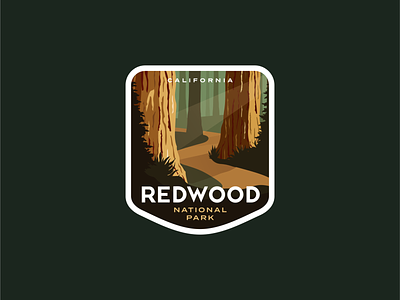 Redwood National Park badge california forest logo national park national parks outdoors park path poster redwood redwoods sequoia tree vintage