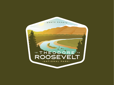 Theodore Roosevelt National Park Badge badge badges badlands logo national park national parks nature north dakota outdoors roosevelt series theodore roosevelt vintage