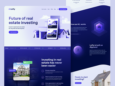 Lofty Homepage Redesign algorand crypto dark mode hero homepage house housing investing investment landing page platform purple site ux website