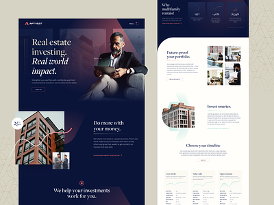 AptVest Homepage design graphic design hero section interface investment landing page man real estate ui user experience ux web web illustration website