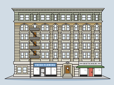 Brownstone of NYC (Colored) brownstone building icon illustration nyc