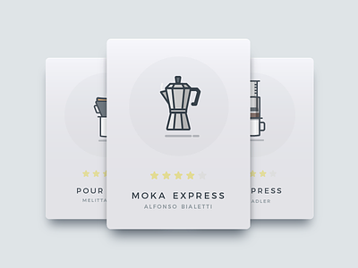 Coffee Maker Cards app card coffee coffee makers coffee ratings ui