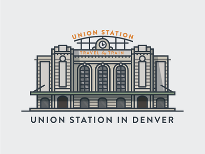 Union Station Color Version denver icon landmark line line icon train station travel by train union station