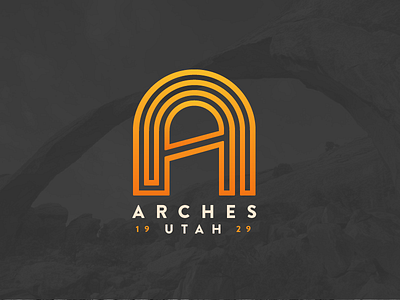 Arches arches badge delicate icon line national park orange utah