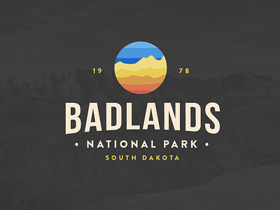 B is for Badlands 70s badge badlands icon layers logo national park retro south dakota spectrum