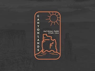 C is for Canyonlands badge canyon canyonlands land logo national park outline utah vertical text