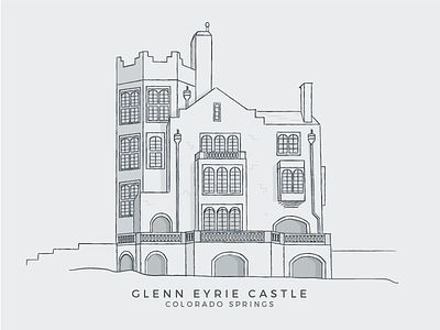 The Glenn 06 castle colorado colorado springs drawing glenn eyrie castle icon illustration line mansion sketch